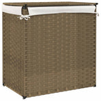Laundry Basket with 2 Sections 53x35x57 cm Poly Rattan