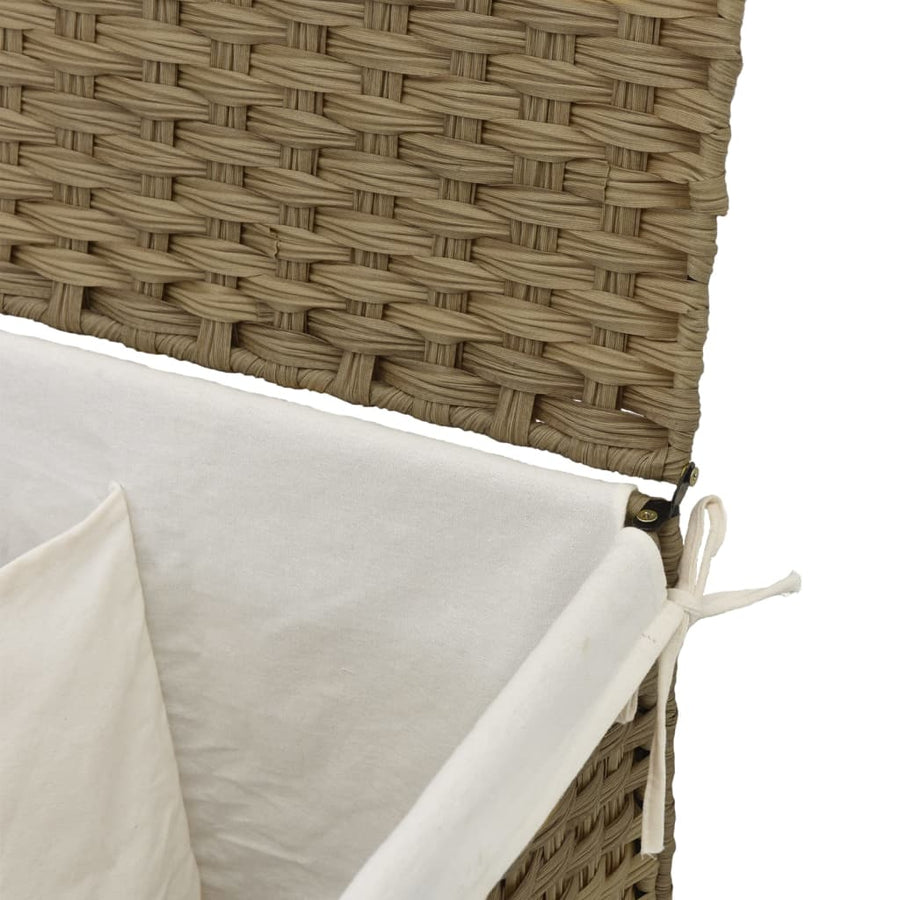 Laundry Basket with 2 Sections 53x35x57 cm Poly Rattan