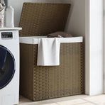 Laundry Basket with 2 Sections 53x35x57 cm Poly Rattan