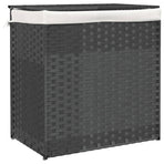 Laundry Basket with 2 Sections Grey 53x35x57 cm Poly Rattan