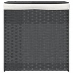 Laundry Basket with 2 Sections Grey 53x35x57 cm Poly Rattan