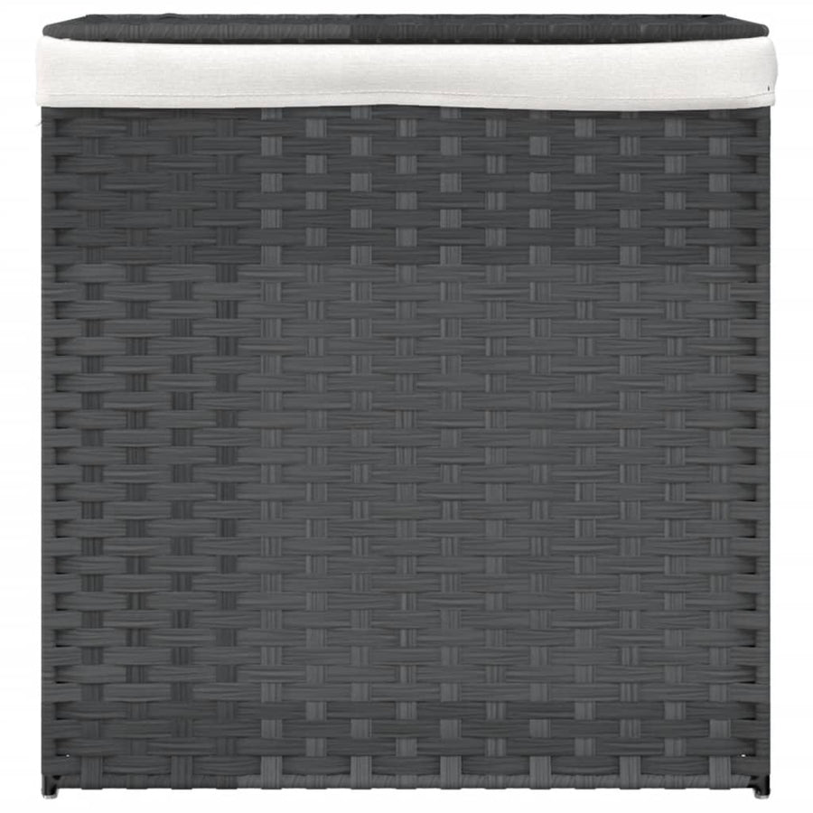 Laundry Basket with 2 Sections Grey 53x35x57 cm Poly Rattan