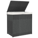 Laundry Basket with 2 Sections Grey 53x35x57 cm Poly Rattan