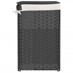 Laundry Basket with 2 Sections Grey 53x35x57 cm Poly Rattan