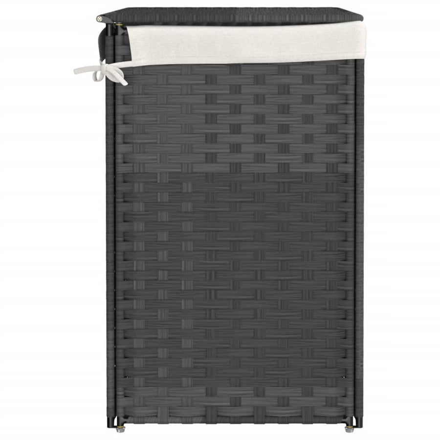 Laundry Basket with 2 Sections Grey 53x35x57 cm Poly Rattan