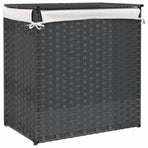 Laundry Basket with 2 Sections Grey 53x35x57 cm Poly Rattan
