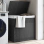 Laundry Basket with 2 Sections Grey 53x35x57 cm Poly Rattan
