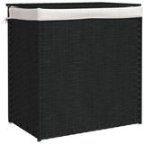 Laundry Basket with 2 Sections Black 53x35x57 cm Poly Rattan
