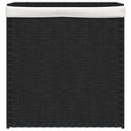 Laundry Basket with 2 Sections Black 53x35x57 cm Poly Rattan