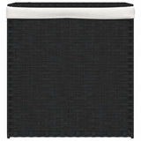 Laundry Basket with 2 Sections Black 53x35x57 cm Poly Rattan - Side View