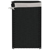 Laundry Basket with 2 Sections Black 53x35x57 cm Poly Rattan - 45-Degree Angle
