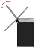 Laundry Basket with 2 Sections Black 53x35x57 cm Poly Rattan - Close-Up Angle