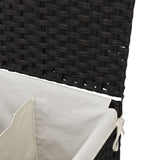 Laundry Basket with 2 Sections Black 53x35x57 cm Poly Rattan - Low Angle