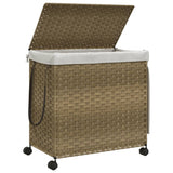 Laundry Basket with Wheels 60x35x60.5 cm Rattan - Top-Down View