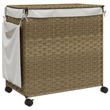 Laundry Basket with Wheels 60x35x60.5 cm Rattan - Rear View