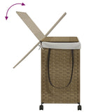 Laundry Basket with Wheels 60x35x60.5 cm Rattan - Close-Up Angle