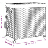 Laundry Basket with Wheels 60x35x60.5 cm Rattan - Extra Image