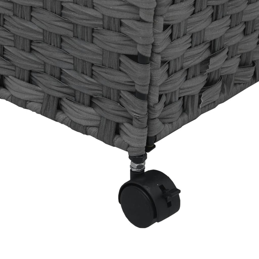 Laundry Basket with Wheels Grey 60x35x60.5 cm Rattan