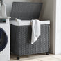 Laundry Basket with Wheels Grey 60x35x60.5 cm Rattan