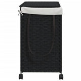 Laundry Basket with Wheels Black 60x35x60.5 cm Rattan - 45-Degree Angle