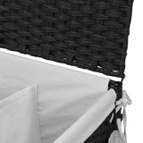 Laundry Basket with Wheels Black 60x35x60.5 cm Rattan - Low Angle