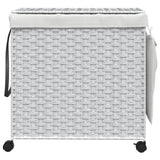 Laundry Basket with Wheels White 60x35x60.5 cm Rattan - Side View