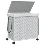 Laundry Basket with Wheels White 60x35x60.5 cm Rattan