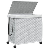 Laundry Basket with Wheels White 60x35x60.5 cm Rattan - Top-Down View