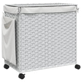 Laundry Basket with Wheels White 60x35x60.5 cm Rattan - Rear View