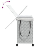 Laundry Basket with Wheels White 60x35x60.5 cm Rattan - Close-Up Angle