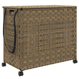 Laundry Basket with Wheels 66x35x60 cm Rattan - Front View