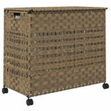 Laundry Basket with Wheels 66x35x60 cm Rattan - Rear View