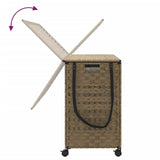 Laundry Basket with Wheels 66x35x60 cm Rattan - Close-Up Angle