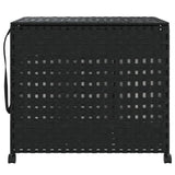 Laundry Basket with Wheels Black 66x35x60 cm Rattan - Side View