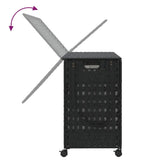 Laundry Basket with Wheels Black 66x35x60 cm Rattan - Close-Up Angle