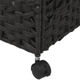 Laundry Basket with Wheels Black 66x35x60 cm Rattan - Extra Image