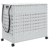 Laundry Basket with Wheels White 66x35x60 cm Rattan - Front View