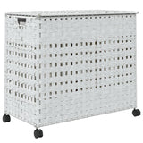 Laundry Basket with Wheels White 66x35x60 cm Rattan - Rear View