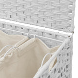 Laundry Basket with Wheels White 66x35x60 cm Rattan - Low Angle