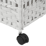 Laundry Basket with Wheels White 66x35x60 cm Rattan - Extra Image