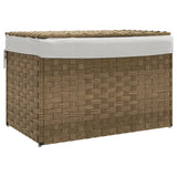 Laundry Basket with Lid 55.5x35x34 cm Poly Rattan - Front View