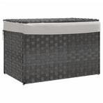 Laundry Basket with Lid Grey 55.5x35x34 cm Poly Rattan