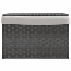 Laundry Basket with Lid Grey 55.5x35x34 cm Poly Rattan