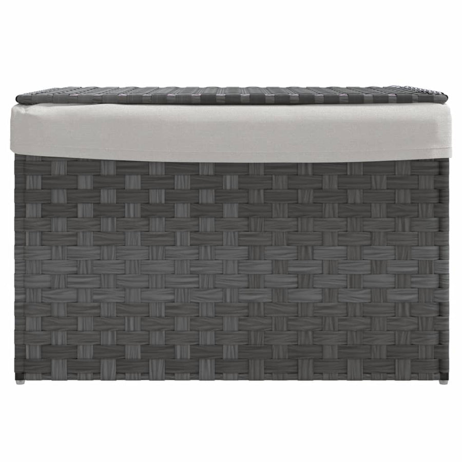 Laundry Basket with Lid Grey 55.5x35x34 cm Poly Rattan