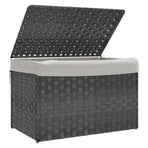 Laundry Basket with Lid Grey 55.5x35x34 cm Poly Rattan