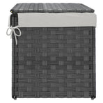 Laundry Basket with Lid Grey 55.5x35x34 cm Poly Rattan