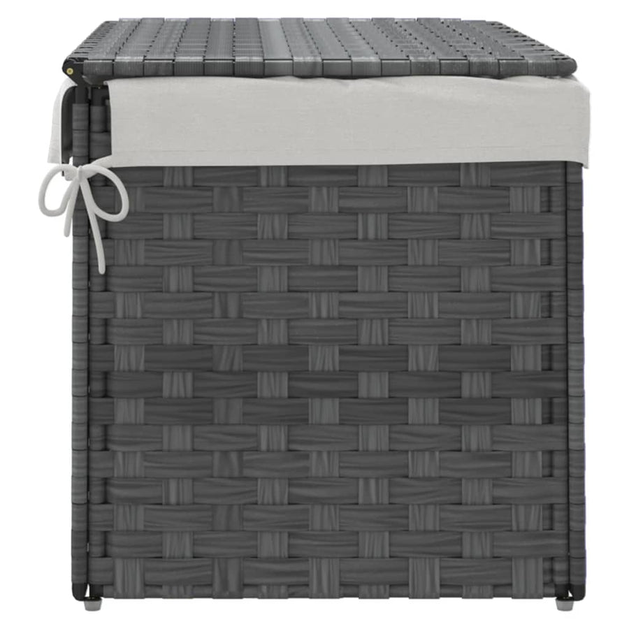 Laundry Basket with Lid Grey 55.5x35x34 cm Poly Rattan