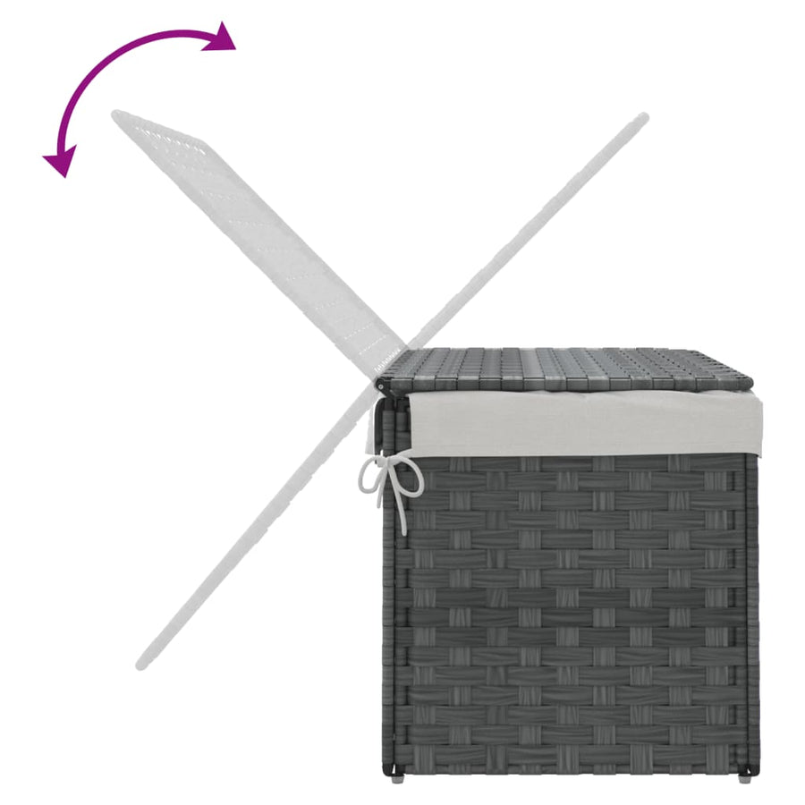 Laundry Basket with Lid Grey 55.5x35x34 cm Poly Rattan