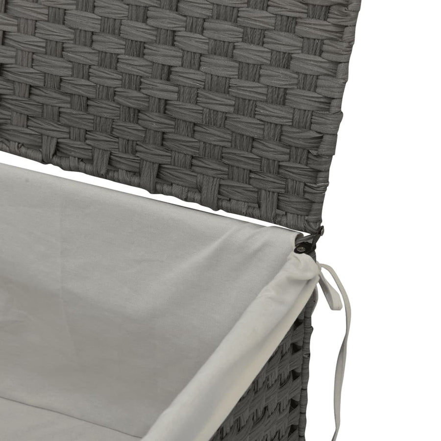 Laundry Basket with Lid Grey 55.5x35x34 cm Poly Rattan