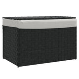 Laundry Basket with Lid Black 55.5x35x34 cm Poly Rattan - Front View